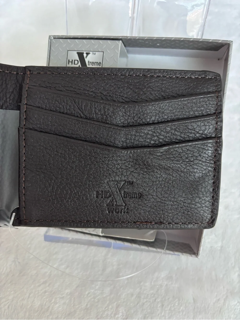 HD XTREME WORK Men's Top Grain Leather Bi-Fold Wallet and Money Clip--NWT
